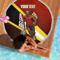 Personalized Belgium Red Devils Football Mascot Beach Blanket Fierce Devil Graphic With Belgian Flag