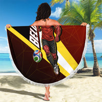 Personalized Belgium Red Devils Football Mascot Beach Blanket Fierce Devil Graphic With Belgian Flag