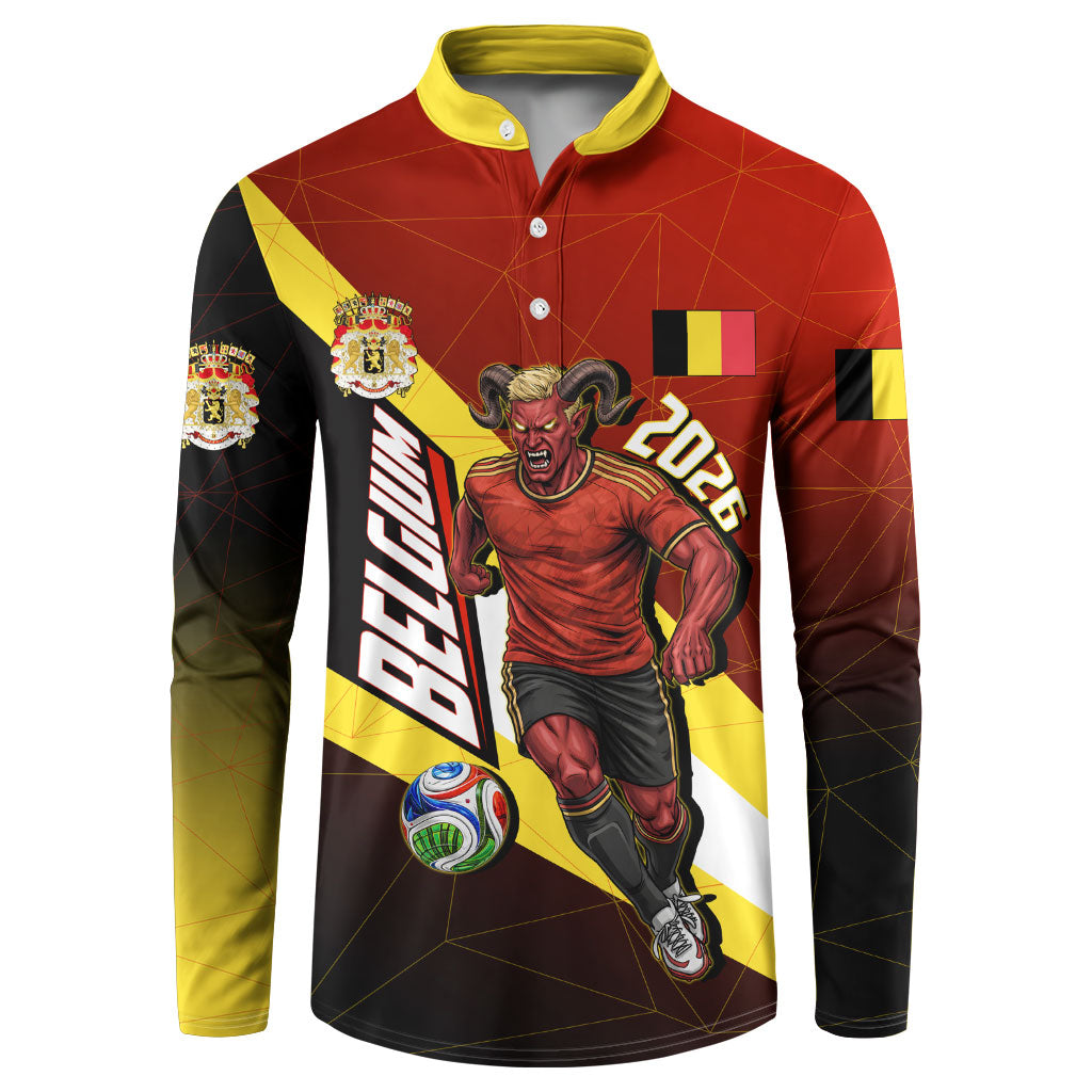 Personalized Belgium Red Devils Football Mascot Button Sweatshirt Fierce Devil Graphic With Belgian Flag