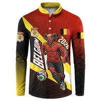 Personalized Belgium Red Devils Football Mascot Button Sweatshirt Fierce Devil Graphic With Belgian Flag
