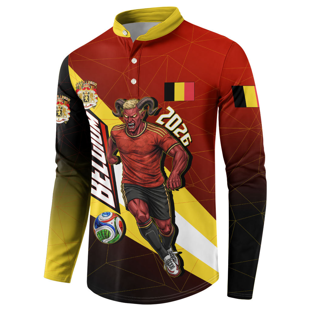Personalized Belgium Red Devils Football Mascot Button Sweatshirt Fierce Devil Graphic With Belgian Flag