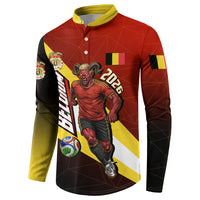 Personalized Belgium Red Devils Football Mascot Button Sweatshirt Fierce Devil Graphic With Belgian Flag