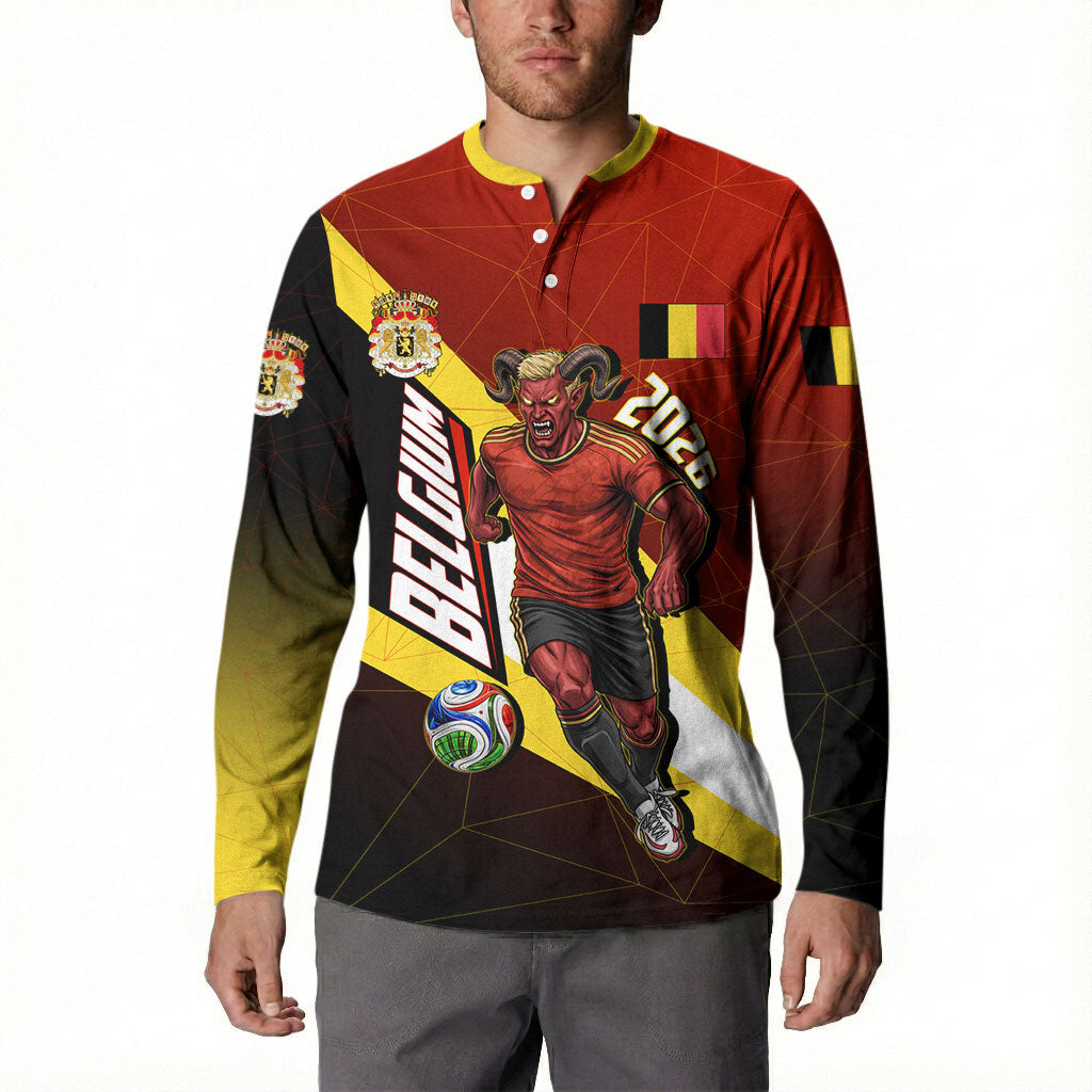 Personalized Belgium Red Devils Football Mascot Button Sweatshirt Fierce Devil Graphic With Belgian Flag