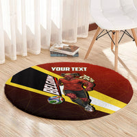 Personalized Belgium Red Devils Football Mascot Round Carpet Fierce Devil Graphic With Belgian Flag