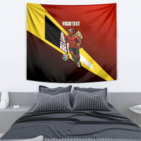 Personalized Belgium Red Devils Football Mascot Tapestry Fierce Devil Graphic With Belgian Flag