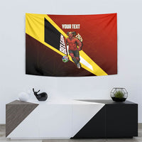 Personalized Belgium Red Devils Football Mascot Tapestry Fierce Devil Graphic With Belgian Flag