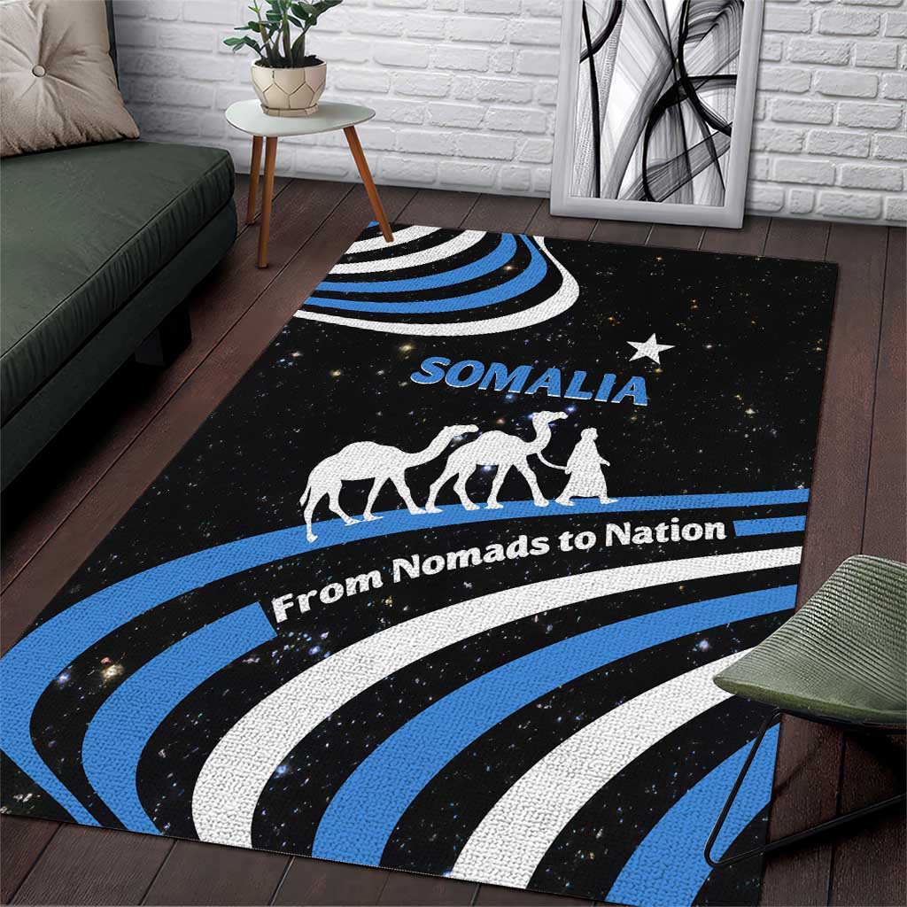 Somalia Area Rug with From Nomads to Nation Camel Galaxy Flag Spirit