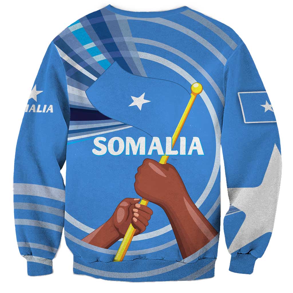 Somalia Sweatshirt with Raised Fist Flag Blue Unity Wave Spirit