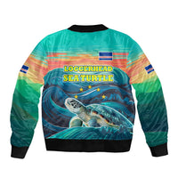 Cape Verde Bomber Jacket with Loggerhead Sea Turtle Ocean Sunset Spirit