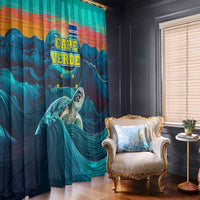 Cape Verde Window Curtain with Loggerhead Sea Turtle Ocean Sunset Spirit