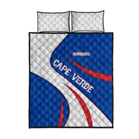 Cape Verde flag quilt bed set in blue, white, and red with two matching pillowcases