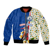 Cape Verde Bomber Jacket with Kingfisher Bird Floral Flag Spirit