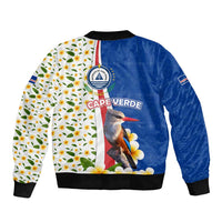 Cape Verde Bomber Jacket with Kingfisher Bird Floral Flag Spirit