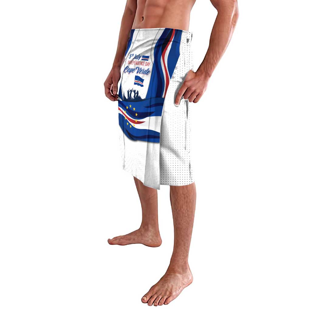 White lavalava sarong with Cape Verde flag 5th July Independence Day graphic
