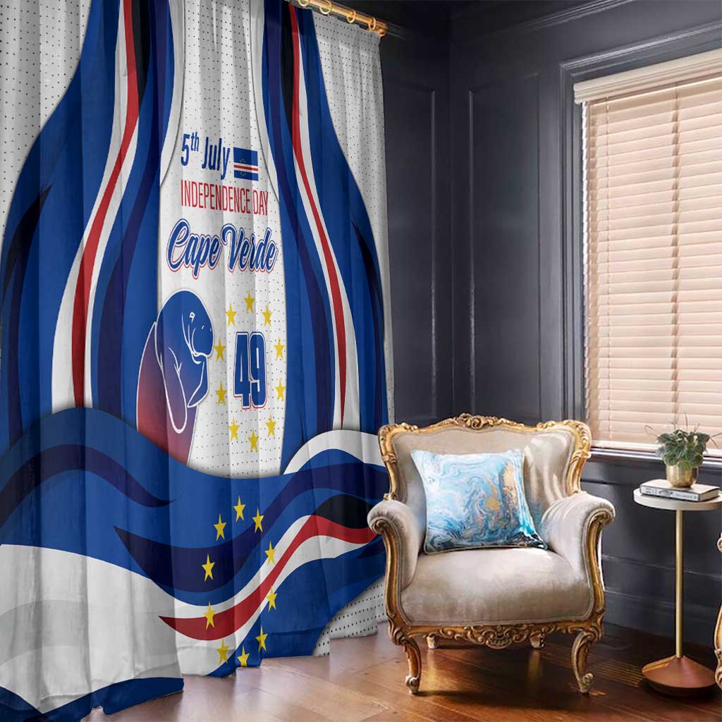 Colorful Cape Verde Independence Day curtain panel with flag waves and 49 print