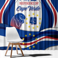 Cape Verde Independence Day curtain fabric with flag stripes, text, and 49 number