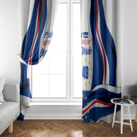 Cape Verde Independence Day window curtain set with flag print on blue and white