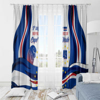 Cape Verde Independence Day curtain set with flag artwork on white and blue