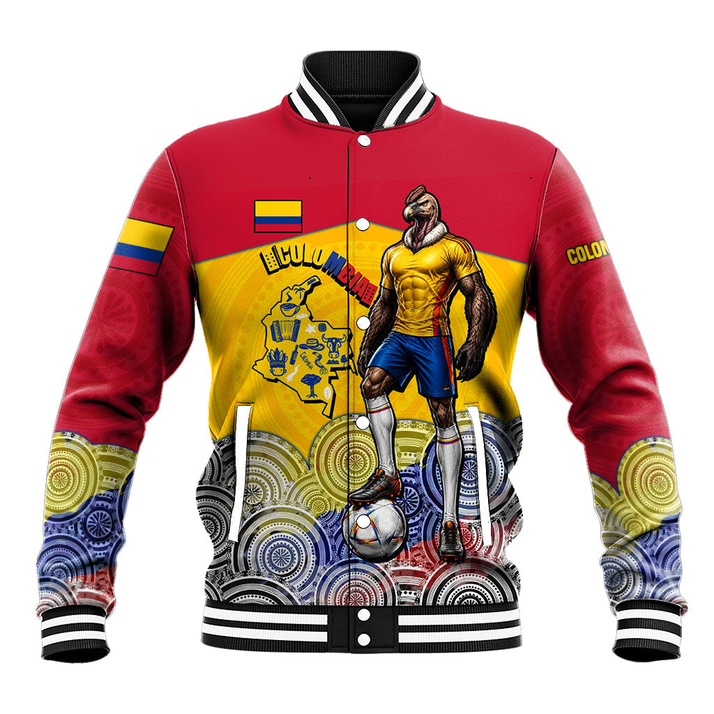 Personalized Colombia Football Baseball Jacket Vulture Mascot Sombrero Vueltiao Map