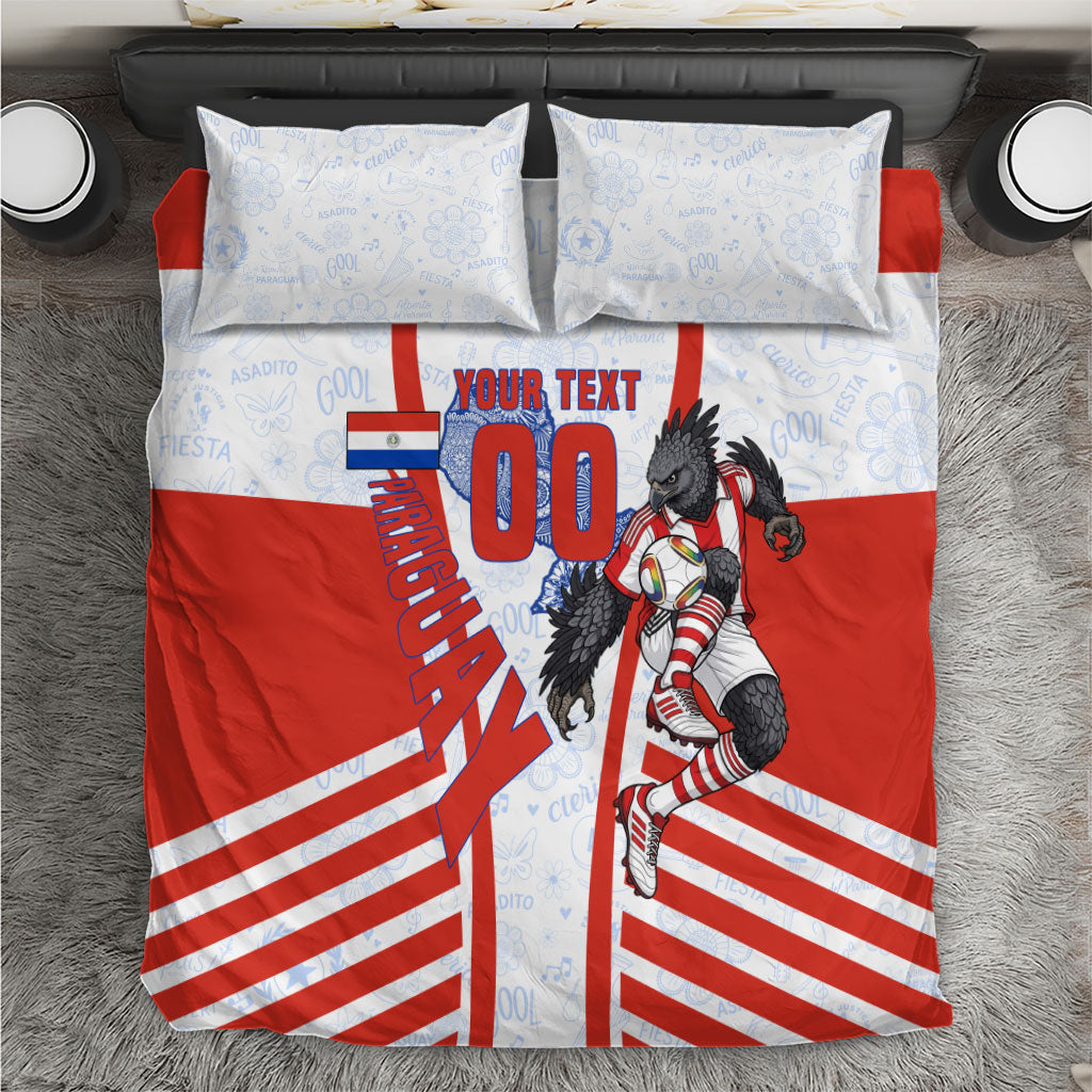 Personalized Paraguay Soccer Bedding Set Harpy Eagle Mascot Football Flag