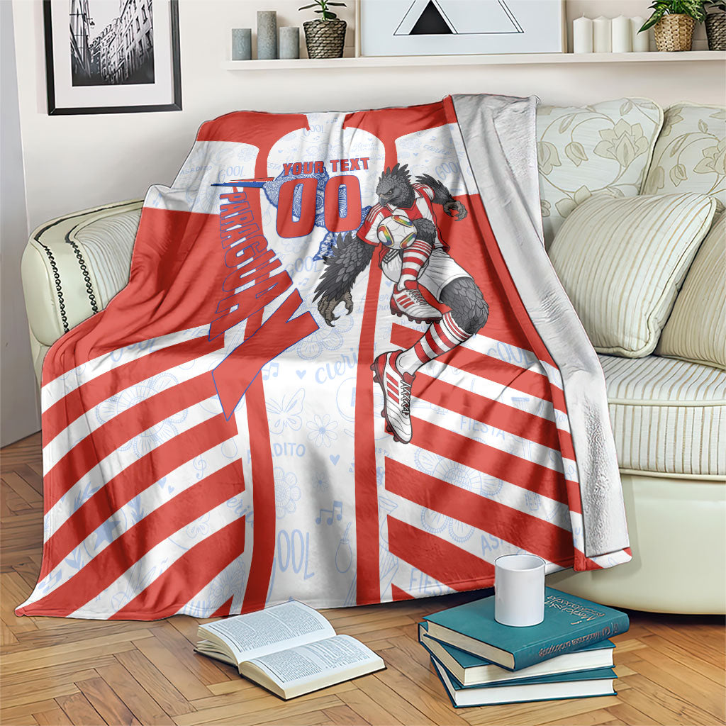 Personalized Paraguay Soccer Blanket Harpy Eagle Mascot Football Flag