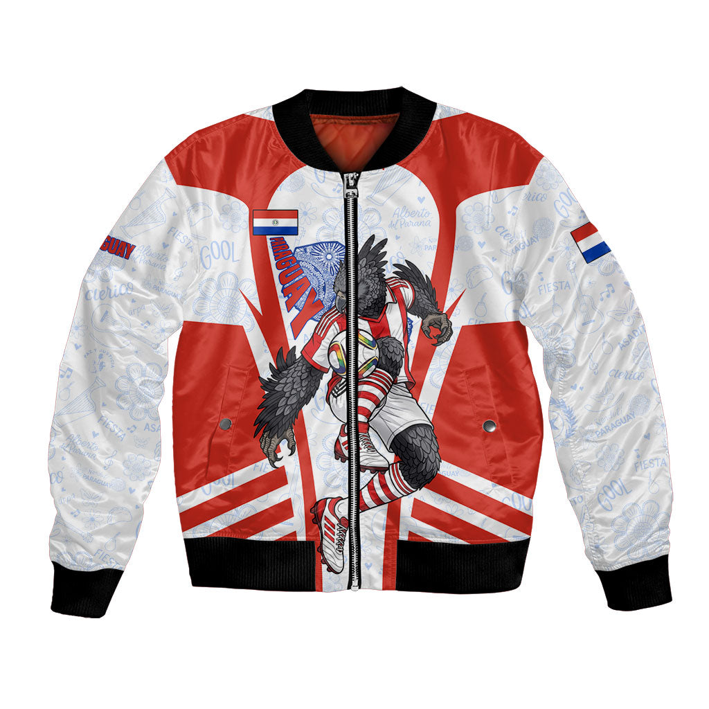 Personalized Paraguay Soccer Bomber Jacket Harpy Eagle Mascot Football Flag