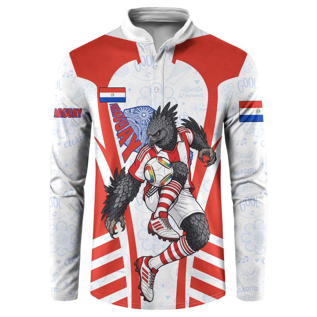 Personalized Paraguay Soccer Button Sweatshirt Harpy Eagle Mascot Football Flag
