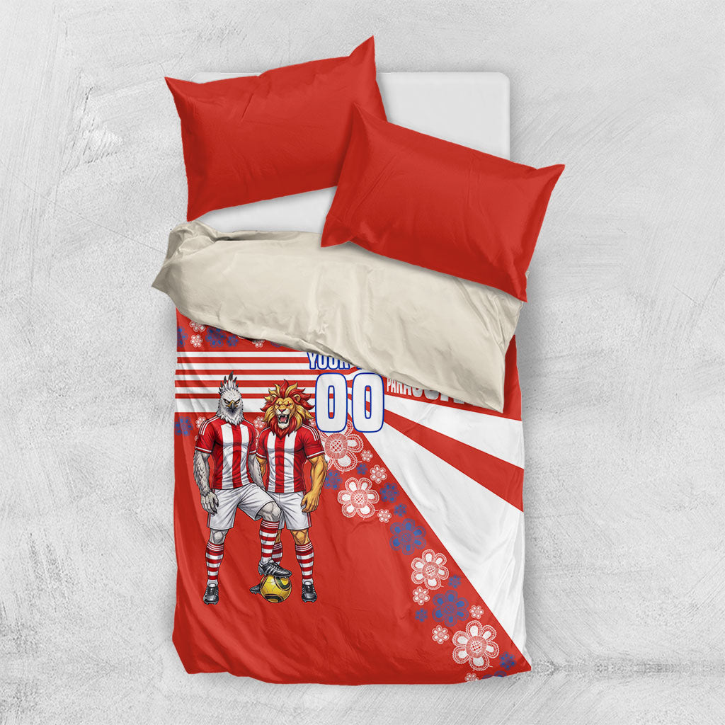 Personalized Paraguay Football Bedding Set Lion Eagle Mascot Floral