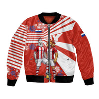 Personalized Paraguay Football Bomber Jacket Lion Eagle Mascot Floral