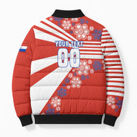 Personalized Paraguay Football Bomber Puffer Jacket Lion Eagle Mascot Floral