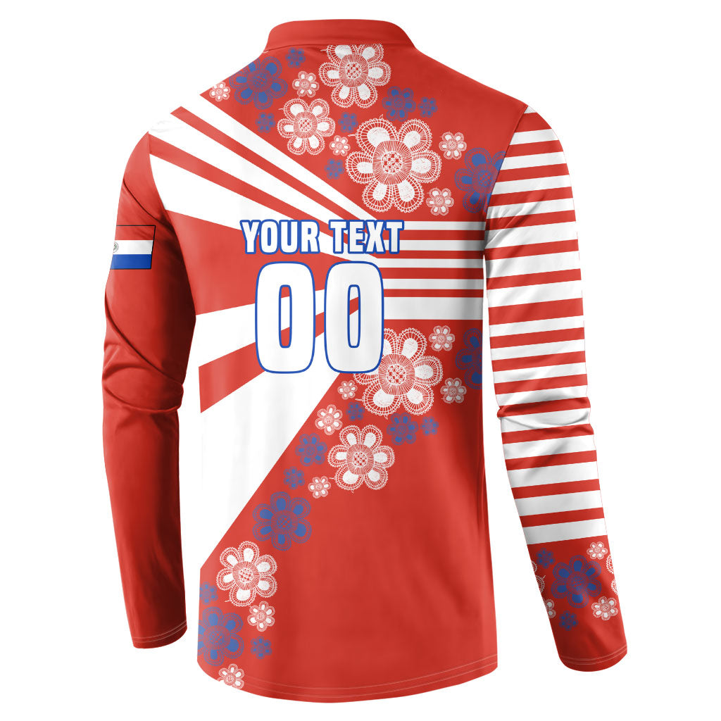 Personalized Paraguay Football Button Sweatshirt Lion Eagle Mascot Floral