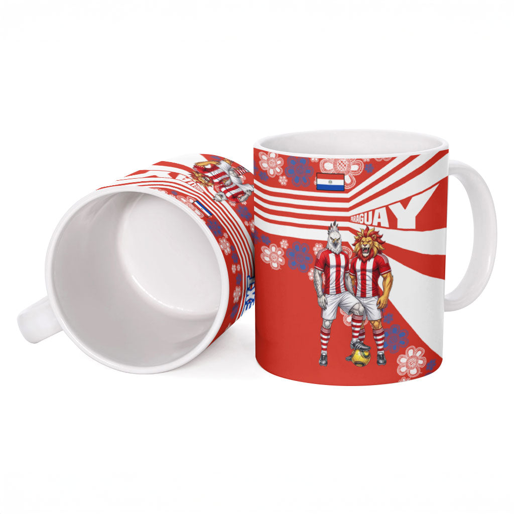 Personalized Paraguay Football Ceramic Mug Lion Eagle Mascot Floral