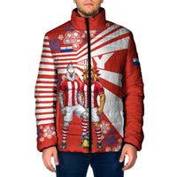 Personalized Paraguay Football Padded Jacket Lion Eagle Mascot Floral