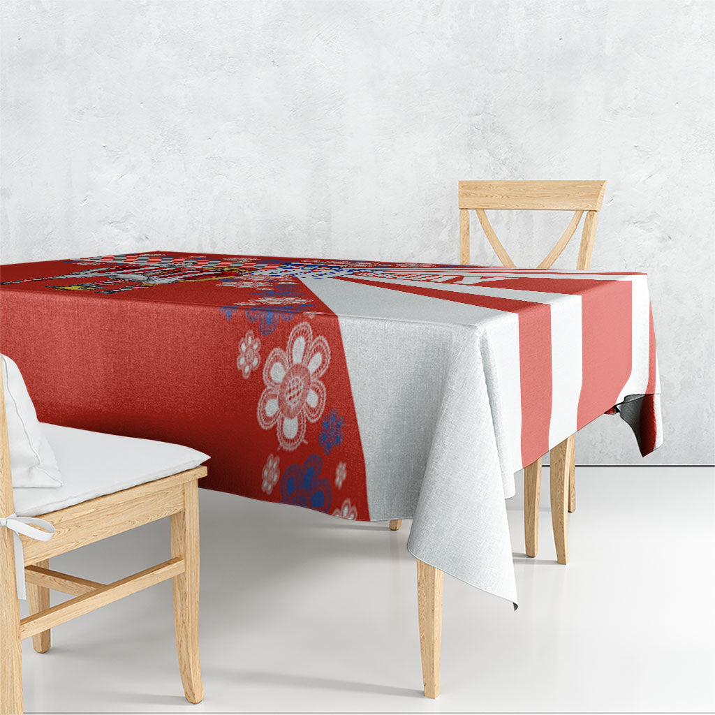 Personalized Paraguay Football Tablecloth Lion Eagle Mascot Floral