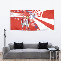 Personalized Paraguay Football Tapestry Lion Eagle Mascot Floral