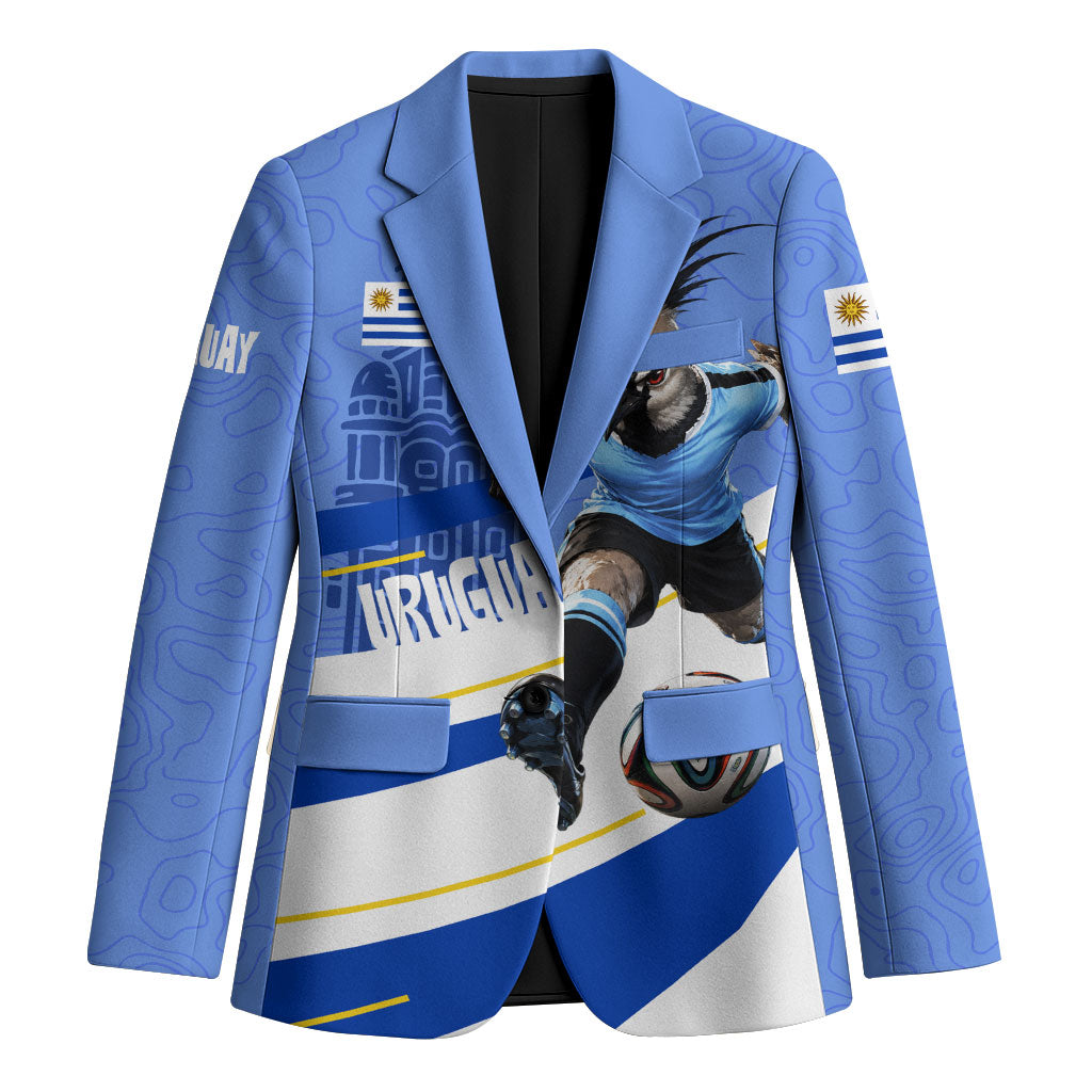 Personalized Uruguay Soccer Southern Lapwing Blazer Uruguayan Football Blue Topographic Pattern