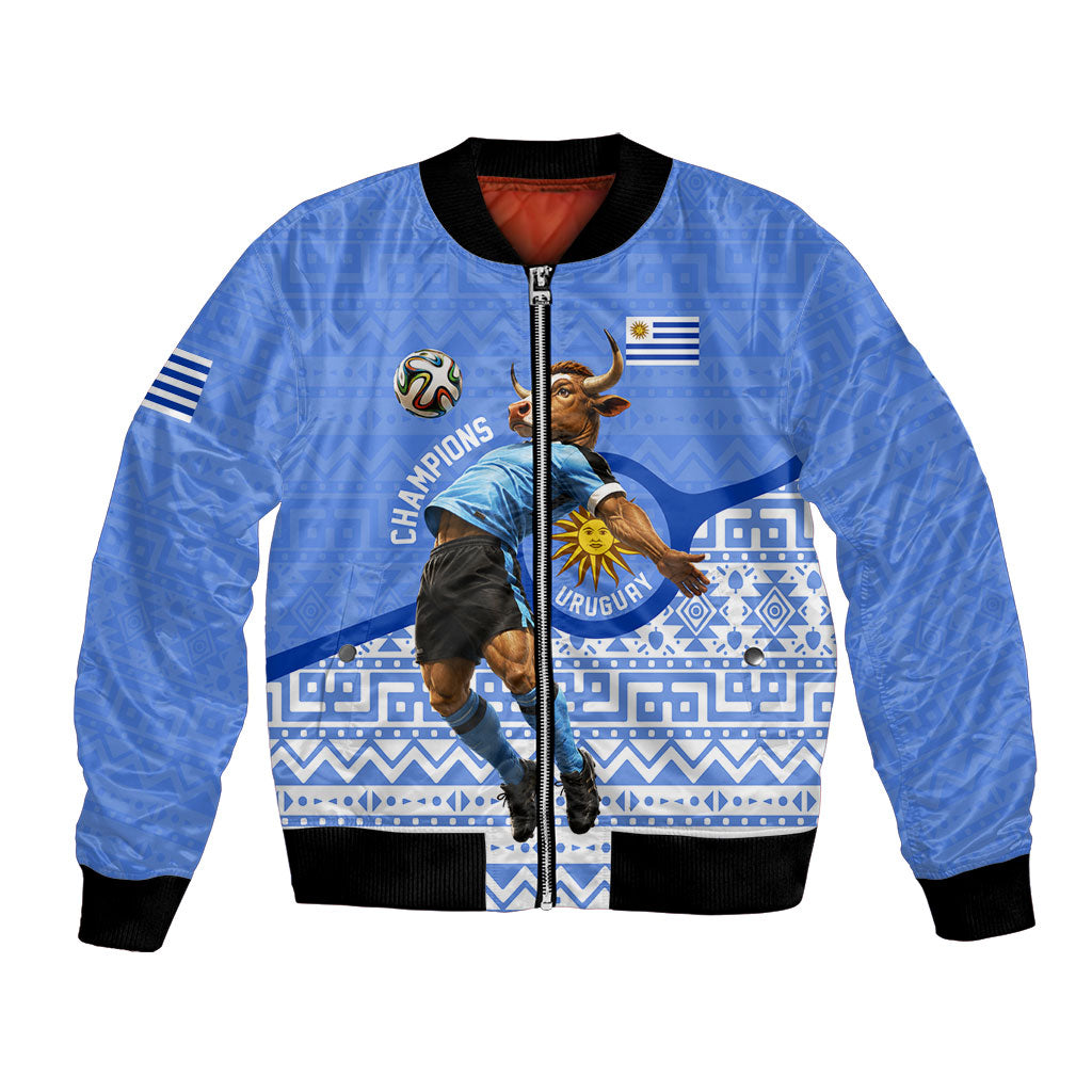 Personalized Uruguay Soccer Champions Bomber Jacket Uruguayan Football Sun Of May Bull Mascot