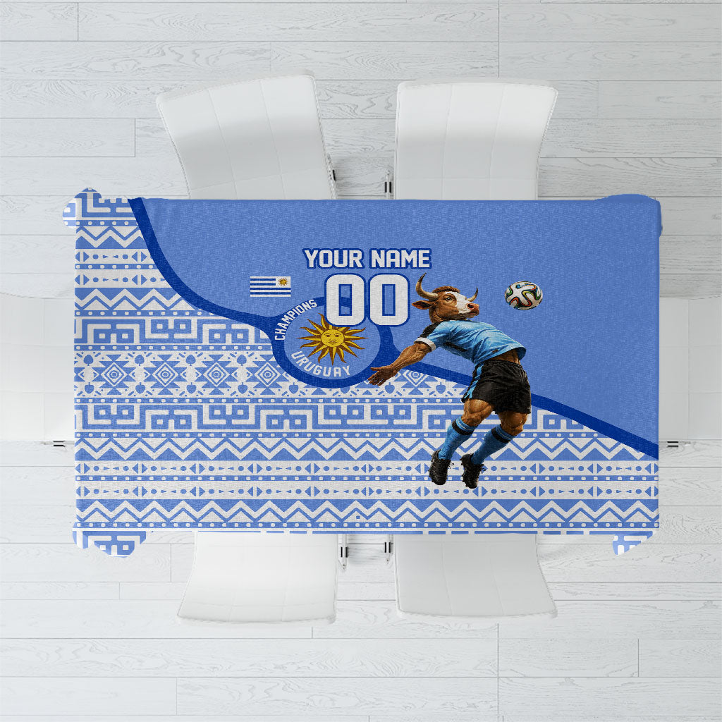 Personalized Uruguay Soccer Champions Tablecloth Uruguayan Football Sun Of May Bull Mascot