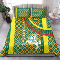 Lithuania Knight Pattern Bedding Set with Traditional Green Yellow Red Design and Vytis Emblem - Wonder Print Shop
