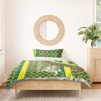 Lithuania Knight Pattern Bedding Set with Traditional Green Yellow Red Design and Vytis Emblem - Wonder Print Shop