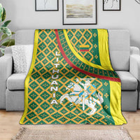 Lithuania Knight Pattern Blanket with Traditional Green Yellow Red Design and Vytis Emblem - Wonder Print Shop