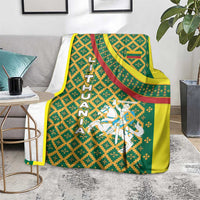 Lithuania Knight Pattern Blanket with Traditional Green Yellow Red Design and Vytis Emblem - Wonder Print Shop