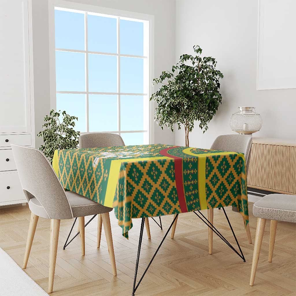 Lithuania Knight Pattern Tablecloth with Traditional Green Yellow Red Design and Vytis Emblem - Wonder Print Shop