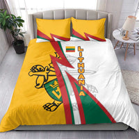 Lithuania Flag Colors Bedding Set with Vytis Knight Design and Bold Lightning Motif - Wonder Print Shop