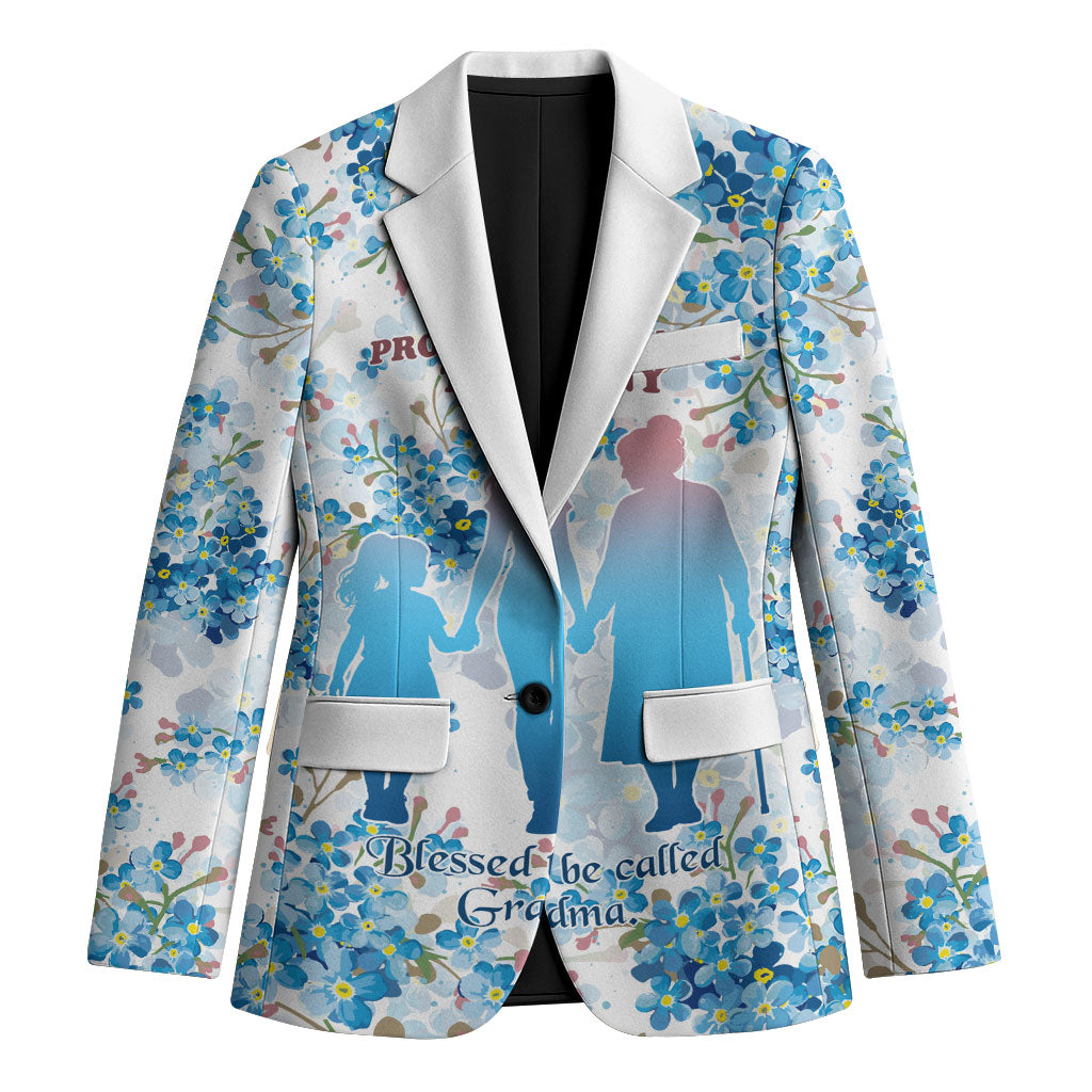 Promoted To Grandparents Blazer Family Generations Blue Floral Silhouette Art