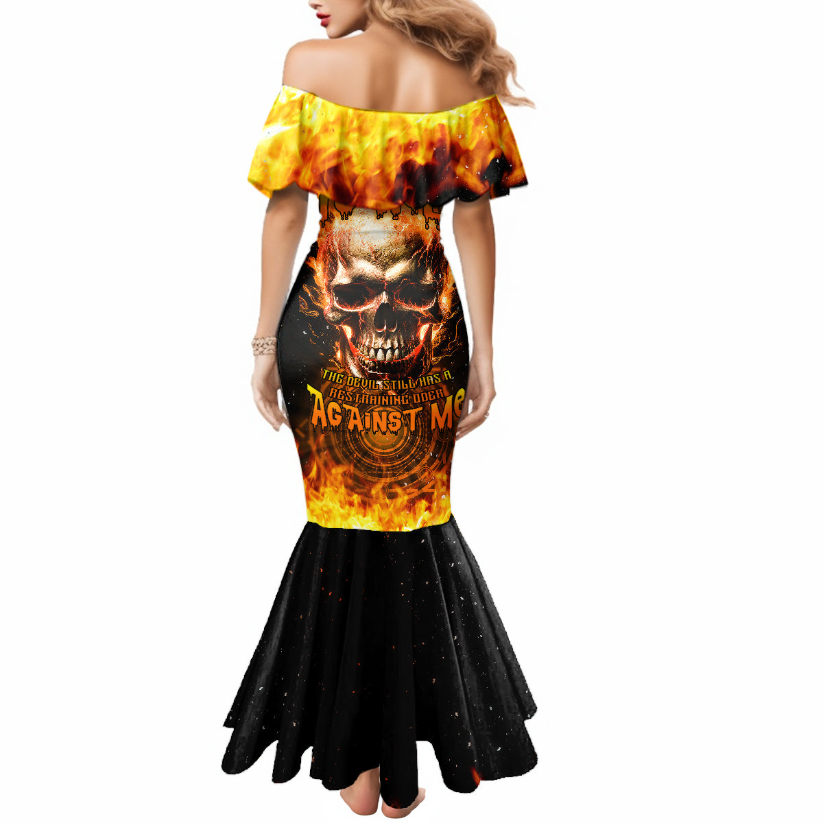 Magic Fire Skull Mermaid Dress I Can't Go To Hell The Devil Still Has A Rest Training Oder Against Me - Wonder Print Shop