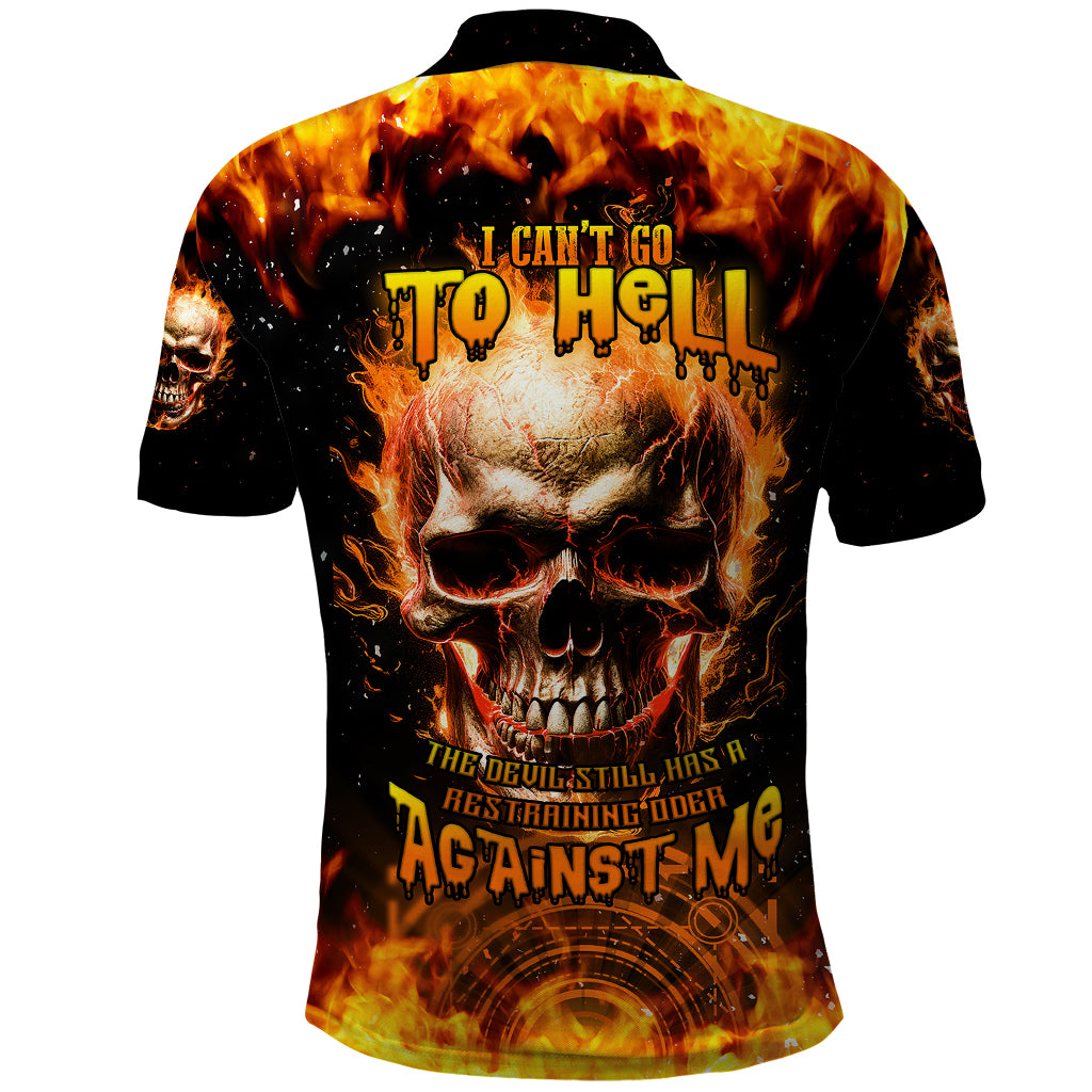 Magic Fire Skull Polo Shirt I Can't Go To Hell The Devil Still Has A Rest Training Oder Against Me - Wonder Print Shop