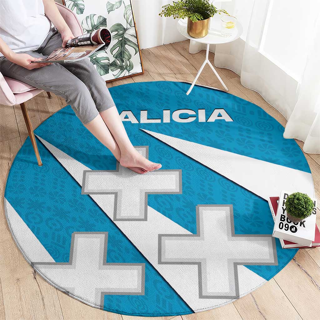 Galicia Flag Round Carpet Autonomous Community of Spain - Wonder Print Shop