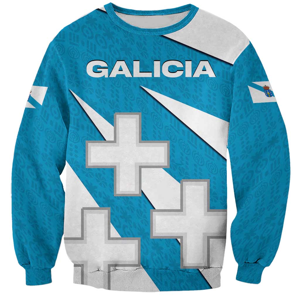 Galicia Flag Sweatshirt Autonomous Community of Spain - Wonder Print Shop