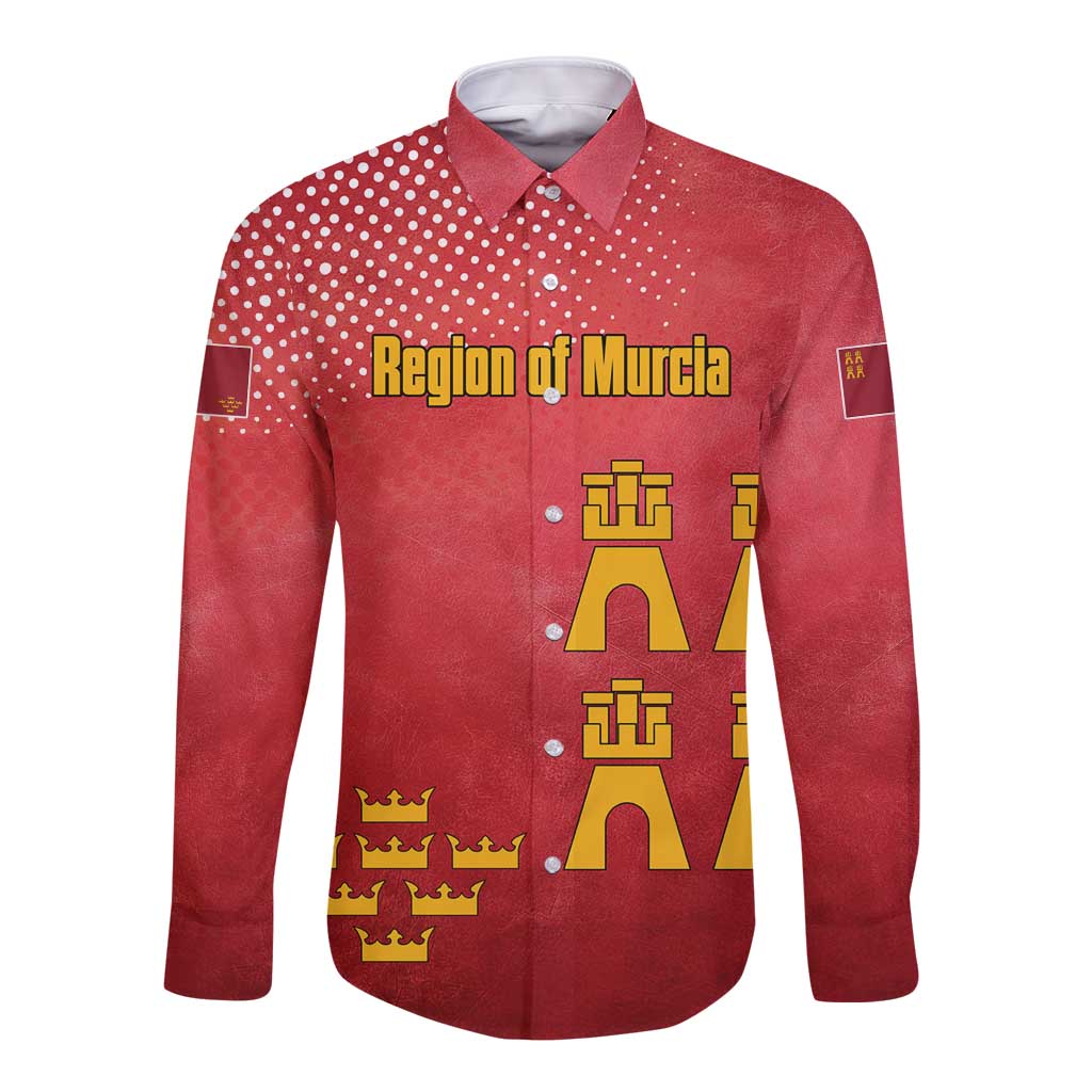 Region of Murcia Flag Long Sleeve Button Shirt Autonomous Community of Spain - Wonder Print Shop